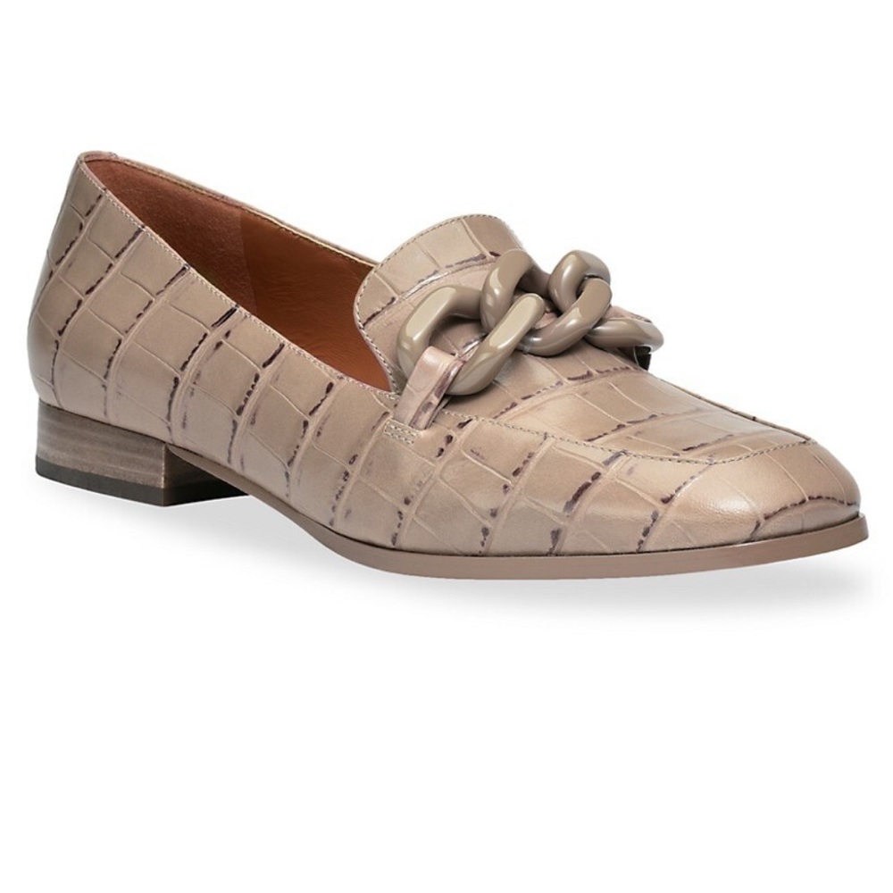 Kate Spade Beige Croc-Embossed Loafers